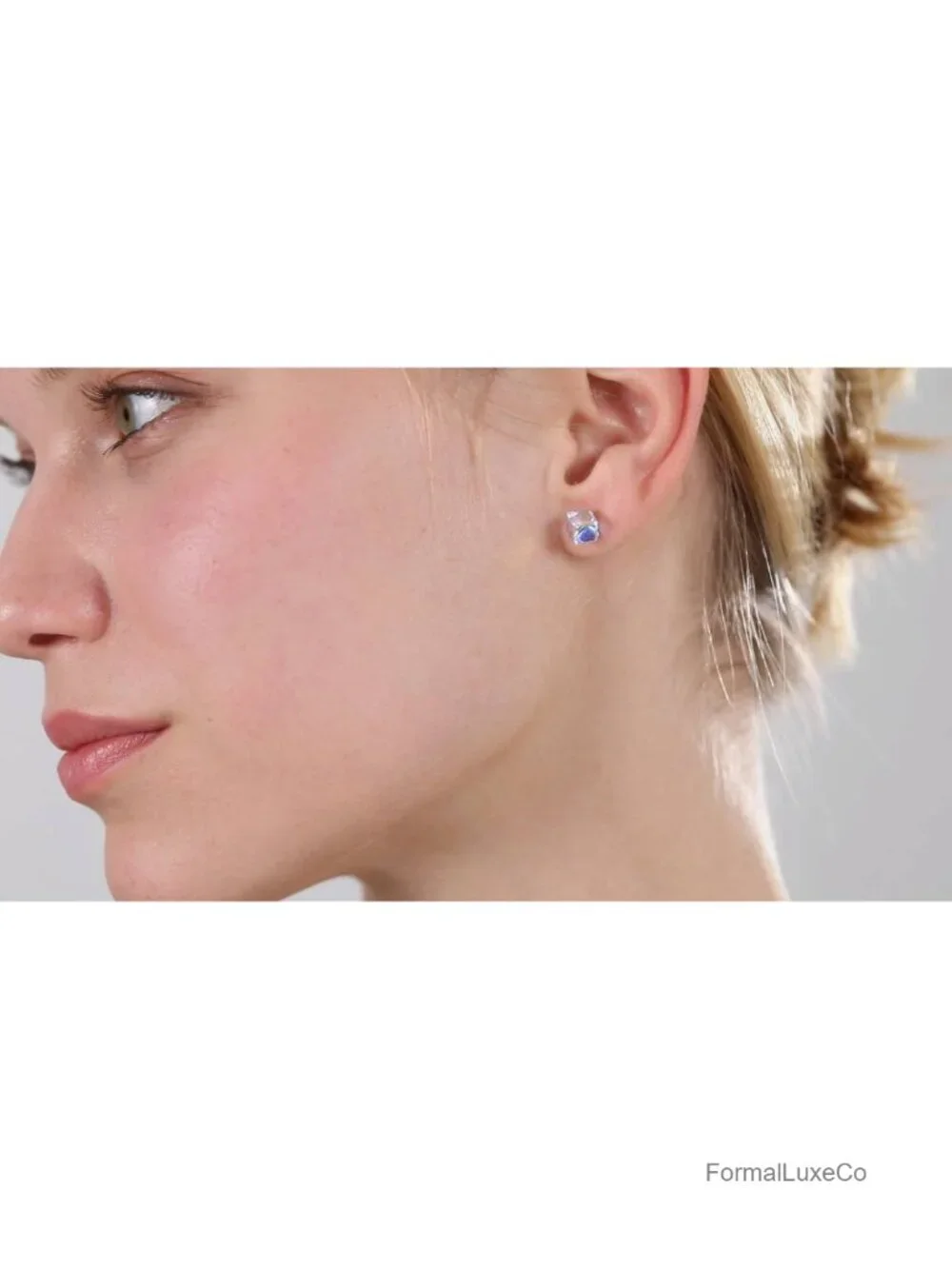 Austrian Crystal Cube Stud Earrings - 925 Sterling Silver Posts Push-Back